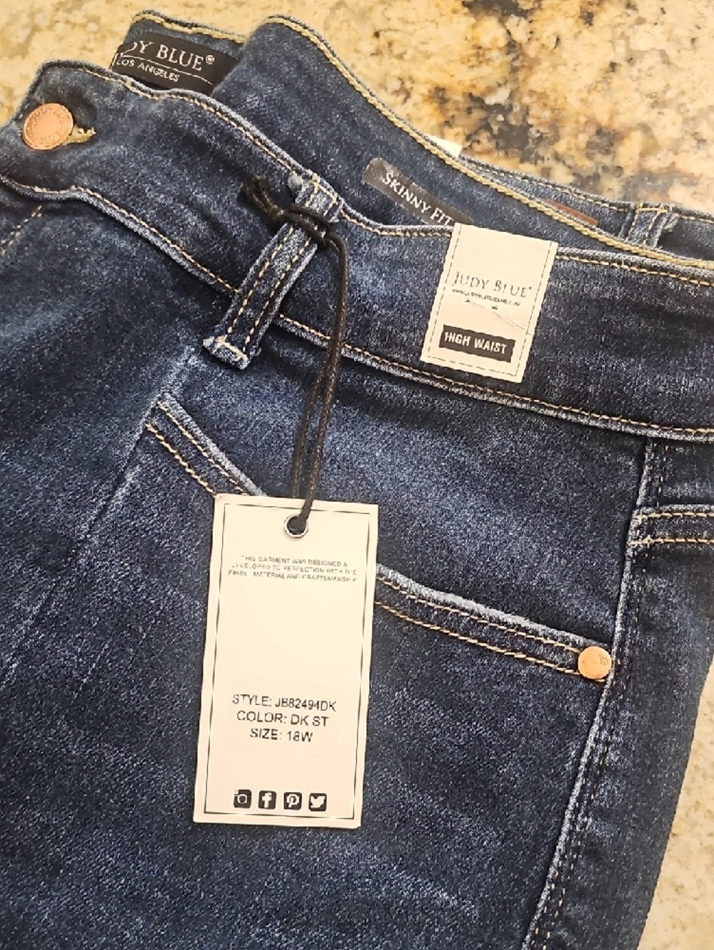 Judy Blue High Waist Skinny Jean, Front Seam  - Med Blue, NWT 18W - Picture 2 of 6